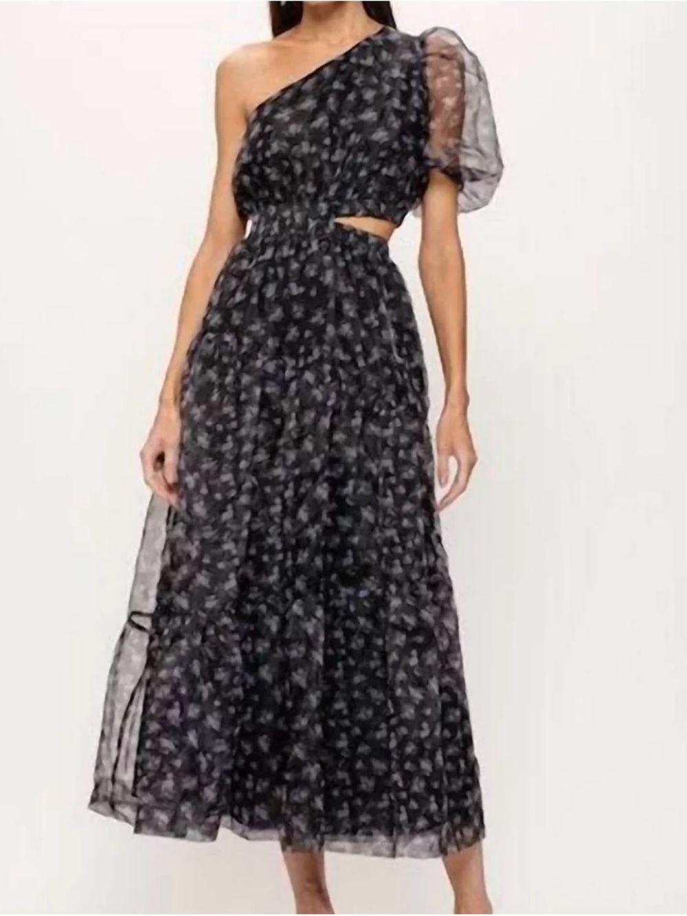 NWT Sofie The Label Aya Cutout Midi Dress in Black Floral Size Women’s Medium